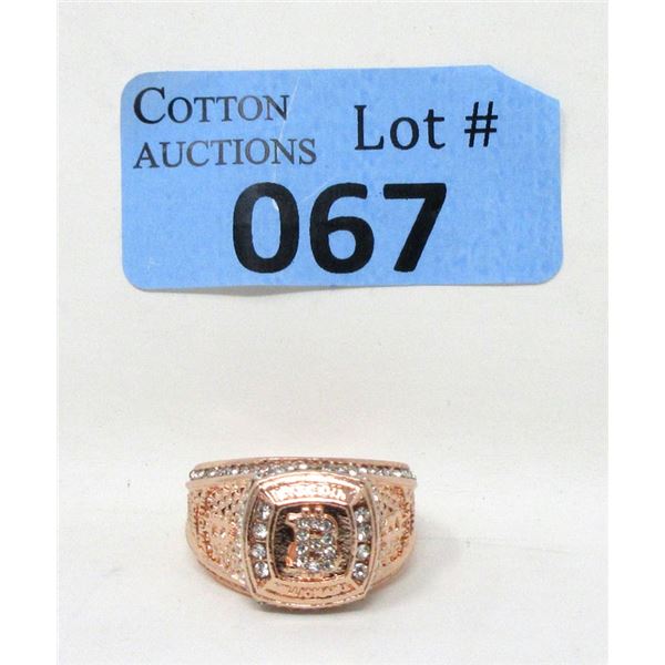 New Crystal Set Bit Coin Design Ring - Size 11