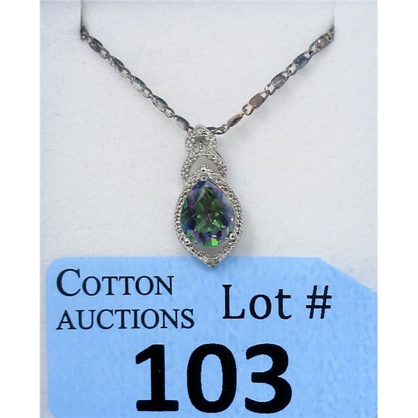 Sterling Silver Mystic Topaz & Diamond Pendant