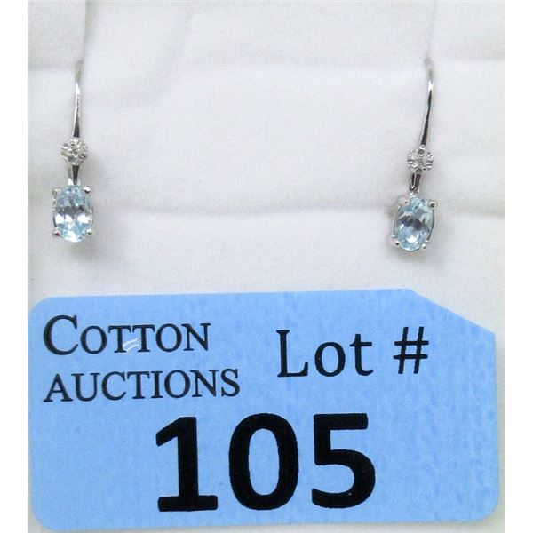 New 1.14 CT Blue Topaz & Diamond Earrings