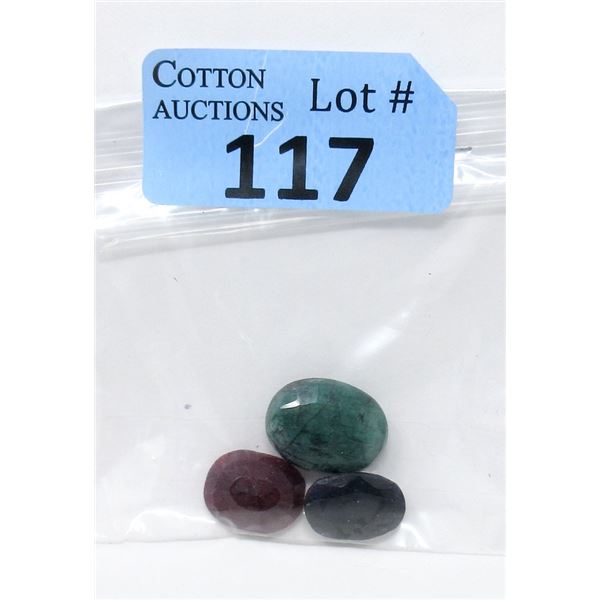 3 Sapphire, Ruby & Emerald Gemstones