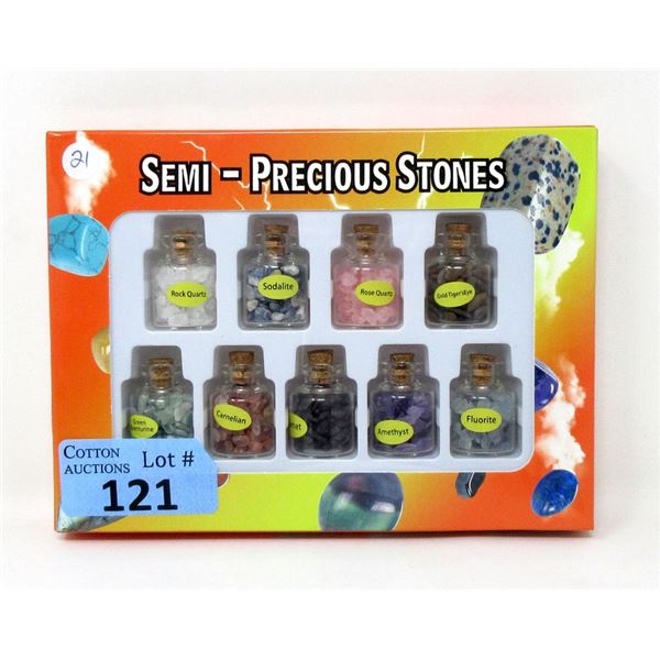 Set of 9 Small Bottles of Semi-Precious Stones