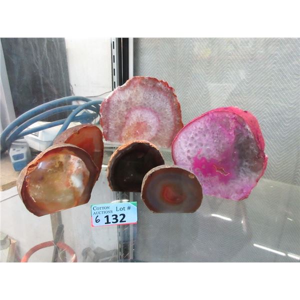 6 Brazilian Agate Crystal - Polished One Side
