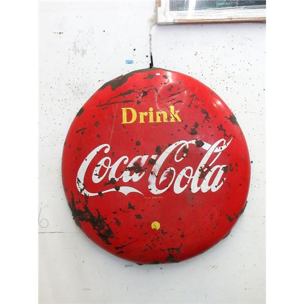 Vintage 48" Coca-Cola Metal Button Sign