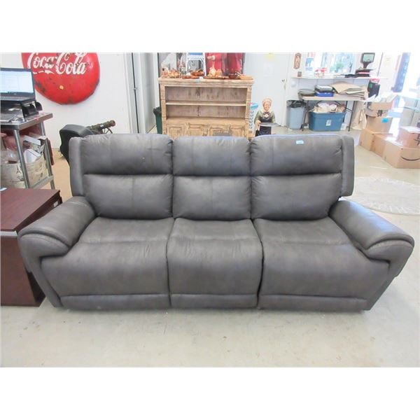 94" Gray Fabric Manual Reclining Sofa