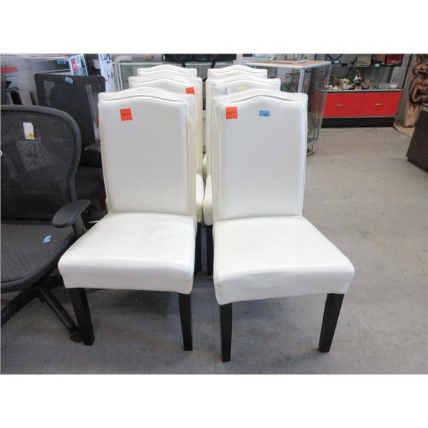 6 Ivory Bonded Leather Dining Chairs