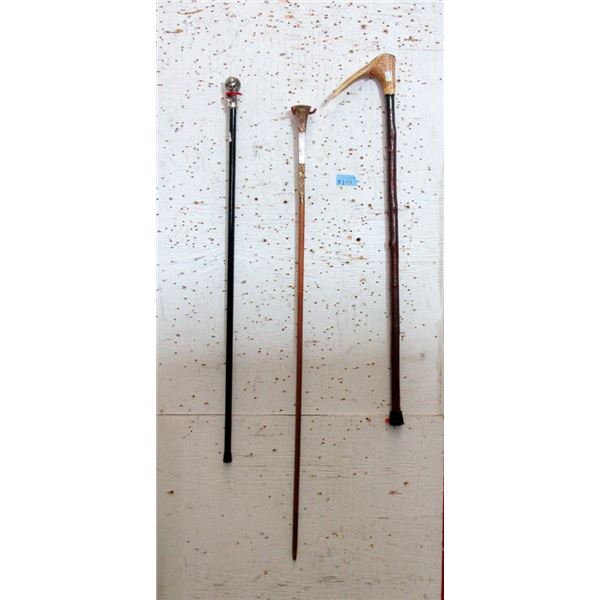 3 Vintage Walking Canes