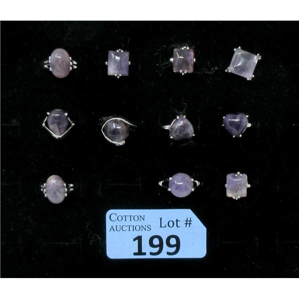 11 Assorted New Amethyst Gemstone Rings