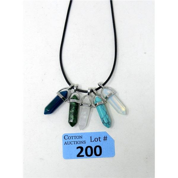 5 Healing Point Gemstone Pendants & 1 Chain