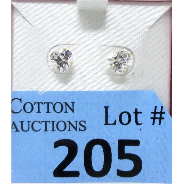 New 14 KT Gold Cubic Zirconia Heart Earrings