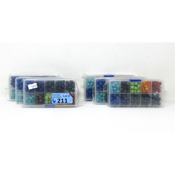 Six New 200 Pc. Sets of 8mm Beads - 10 Colours