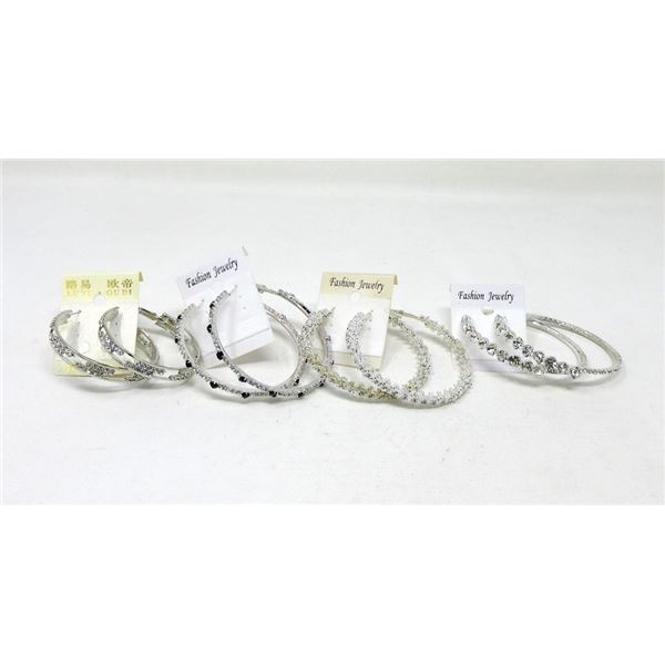 150+ Pairs of Assorted New Rhinestone Hoop Earrings