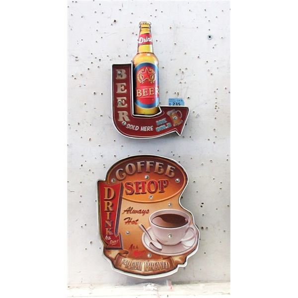 1 New Illuminated Beer & 1 Coffee Sign