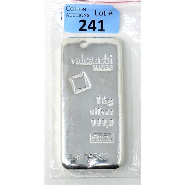 1 Kilo Valcambi Suisse .999 Silver Bar