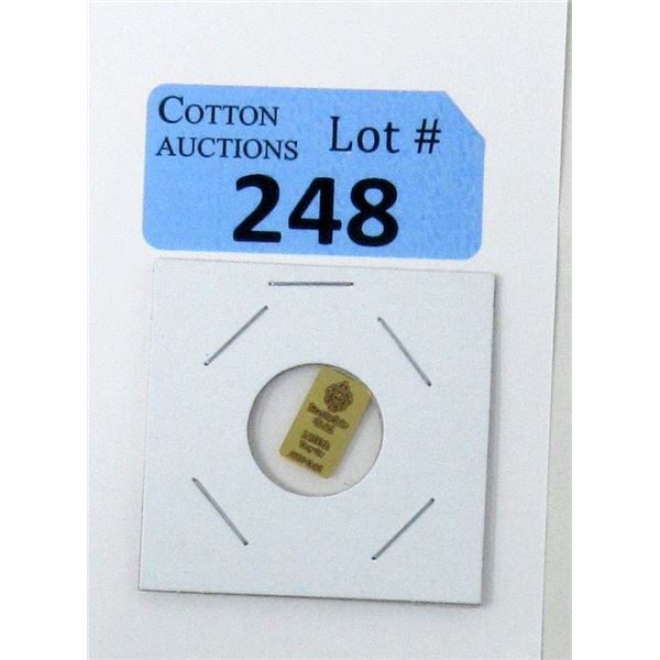 1/100th Oz. .9999 Gold Scottsdale Lion Bar