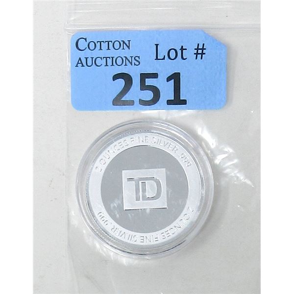 2 Oz. TD Bank .999 Silver Investor Round