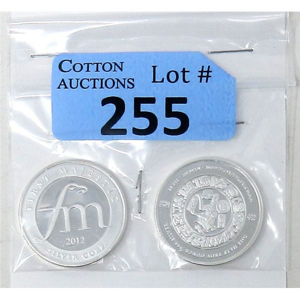 2 x 1/2 Oz. Mayan/Aztec motif .999 Silver Rounds