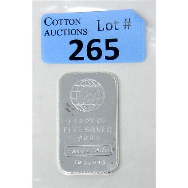 1 Oz. Engelhard .999+ Silver Bar