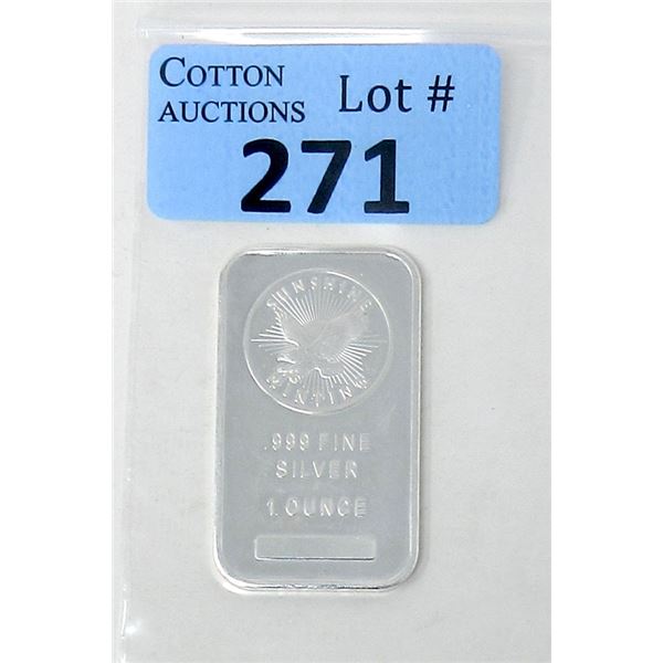 1 Oz. Sunshine Minting .999 Silver Bar