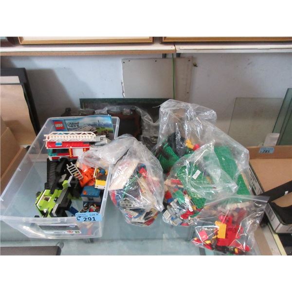 1 Small Bin & 5 Bags of LEGO Pieces