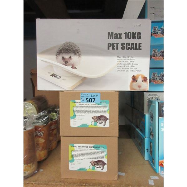 1 Pet Scale & 10 Rolling Food Dispenser Toys