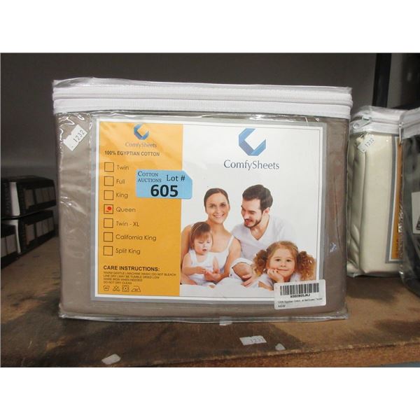 New Queen Taupe Egyptian Cotton Sheet Set