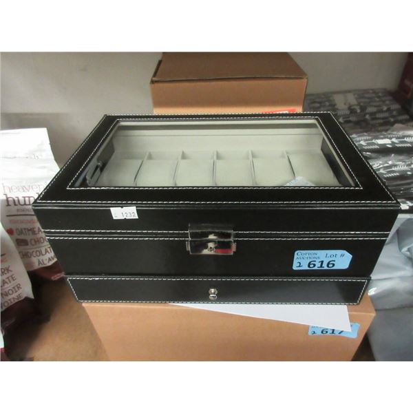 2 New 12 Slot Watch Boxes with Bottom Drawer