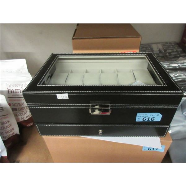 2 New 12 Slot Watch Boxes with Bottom Drawer