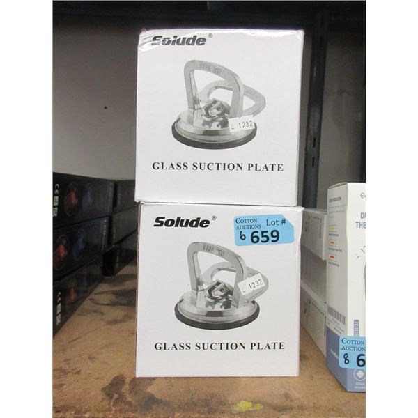 6 New Solude Glass Suction Plates