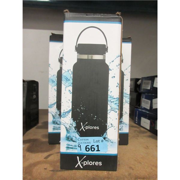 9 New Black 32 Oz. Wide Mouth Flask Bottles