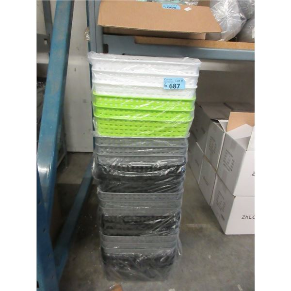 6 Stack of Assorted Small Organizer Baskets