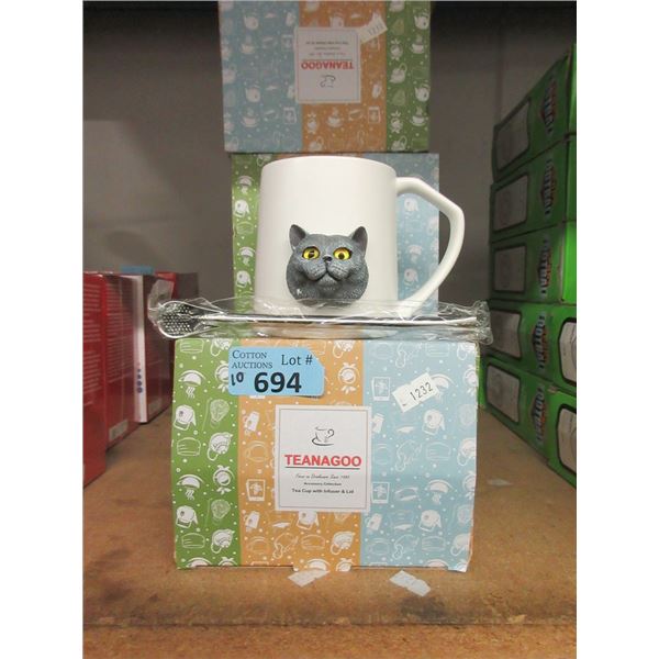 10 New Teanagoo Mug Set with Removable Cat