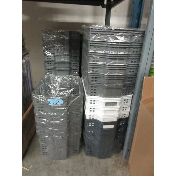 6 Stacks of Small Plastic Organizer Baskets