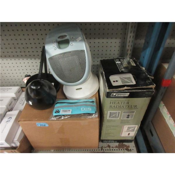 Desk Lamp, 2 Heaters & Box of Fanny Packs