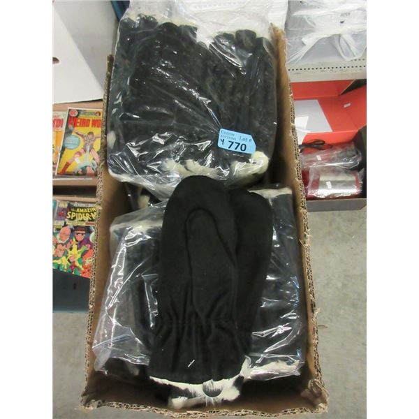 4 Bundles of XL Fur Lined Leather Mitts - 24 Pairs