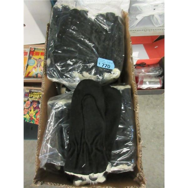 4 Bundles of XL Fur Lined Leather Mitts - 24 Pairs