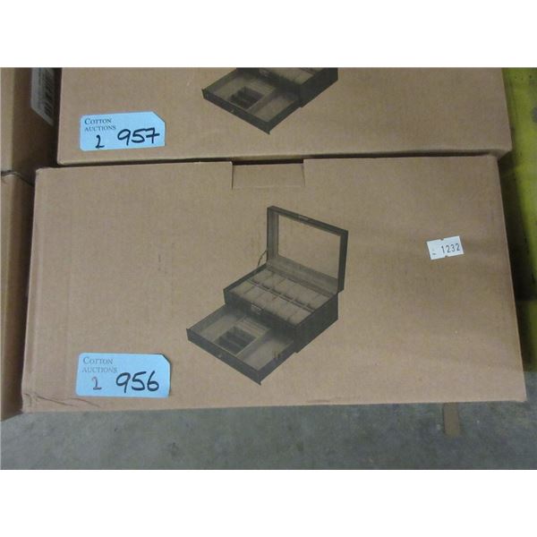 2 New 12 Slot Watch Boxes with Bottom Drawer