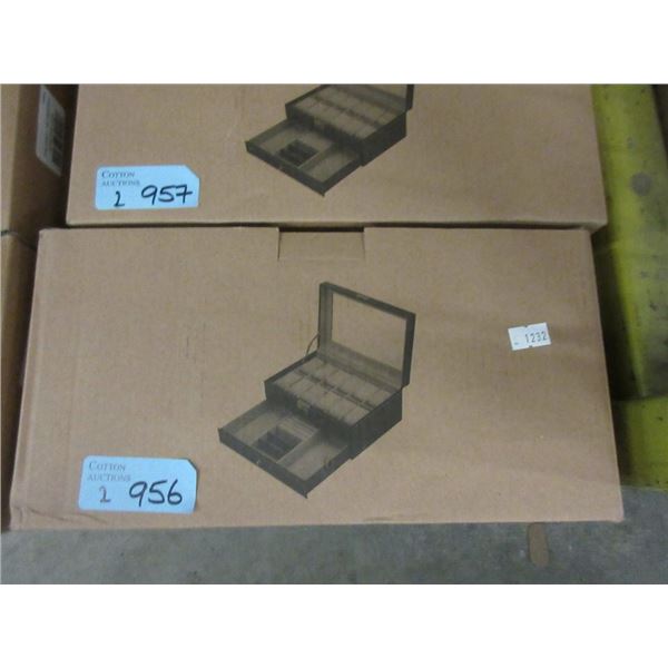 2 New 12 Slot Watch Boxes with Bottom Drawer