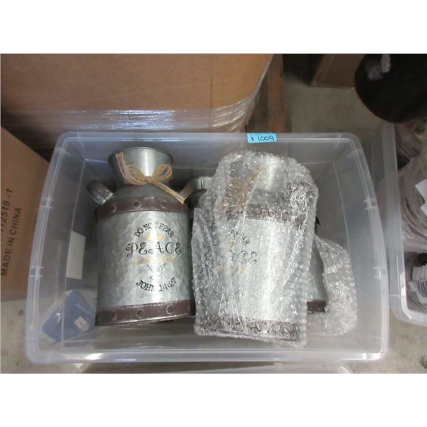 5 Decorative Metal Vases - 12" x 6" tall