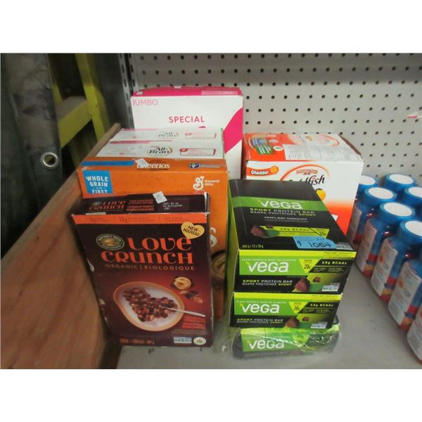 8 Boxes of Crackers, Cereal and Vega Bars