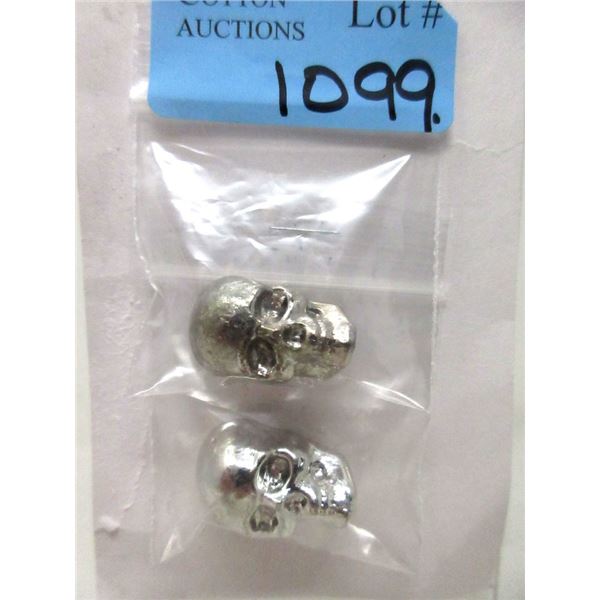 1 Tin & 1 Bismuth 1 Oz. 3D Skull Bullion Bars