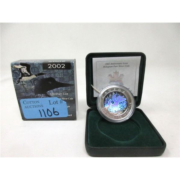 2002 Canadian Fine Silver Hologram Loon Coin