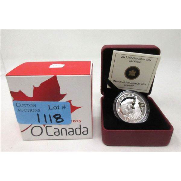 1/2 Oz. Fine Silver 2013 Canada "The Beaver" $10 C