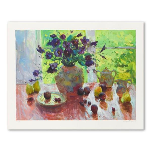 S. Burkett Kaiser, "Backlit Bouquet with Plums" Limited Edition, Numbered and Hand Signed with Lette