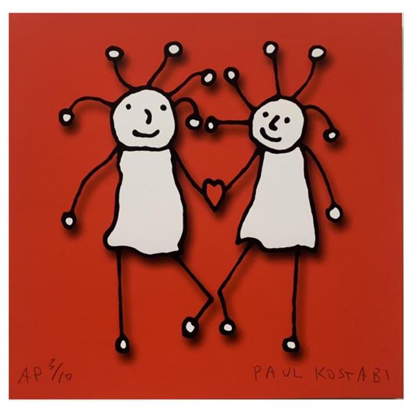 Paul Kostabi, "SPRKL Love (Red)" Hand Signed Limited Edition Giclee with Letter of Authenticity.