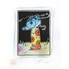 Image 2 : Peter Max- Original Mixed Media with Watercolor and Color Pencil "Sage In Wind (B&W Series)"