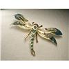 Image 1 : 14K YG Ruby Emerald Diamond Dragonfly Brooch #2179092