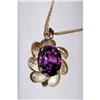 Image 1 : 14kt Gold Floral Amethyst Pendant Necklace 14k #2179513