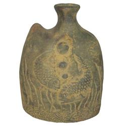 Stoneware Decanter Vase with Fish Motif #2208793