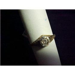 6 Sided Small Diamond & Gold Ring with Filigree#2222311