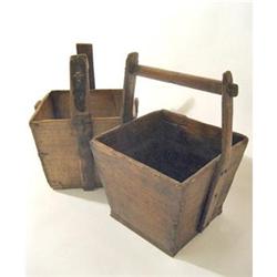 ANTIQUE WOOD FIREPLACE WELL BASKET BUCKET #2222332